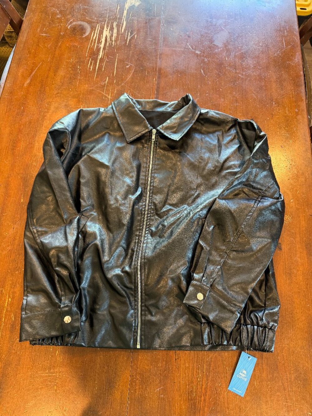 Cupshe Black Faux Leather Zip Jacket Women’s XL New With Tags